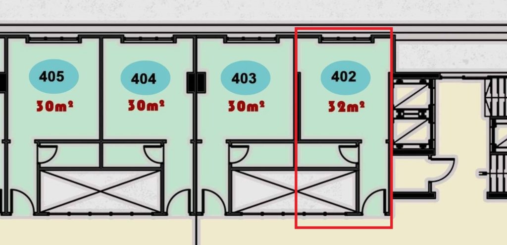 مخطط تصميم وحدة 402 الطبية في الدور الرابع من مجمع ONE MALL