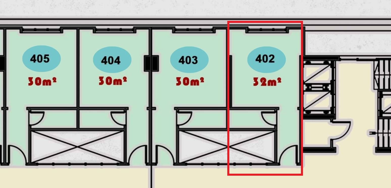 مخطط تصميم وحدة 402 الطبية في الدور الرابع من مجمع ONE MALL