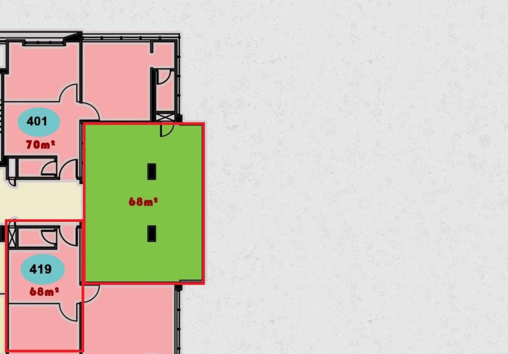 صورة توضح مخطط وتصميم وحدة 419 الطبية في الدور الرابع داخل ONE MALL