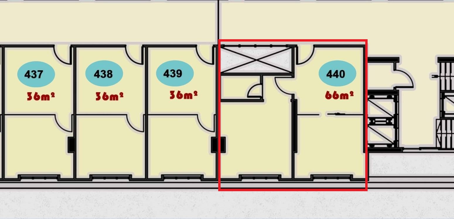 عرض تصميم وحدة 440 في الدور الرابع داخل ONE MALL