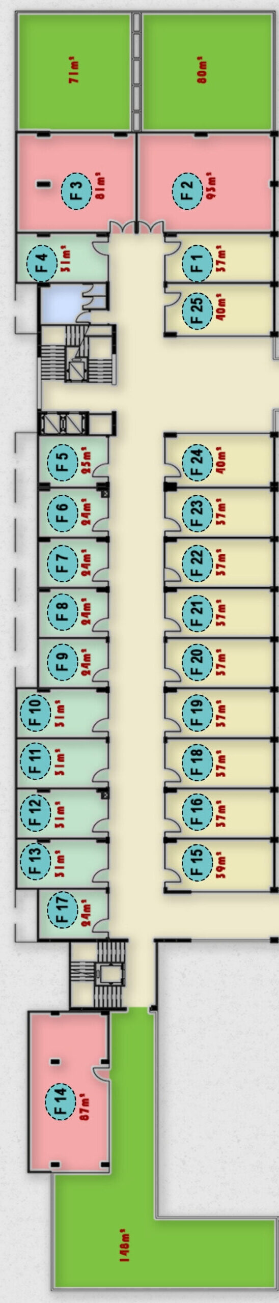 التقسيم المعماري للوحدات التجارية الدور الأول