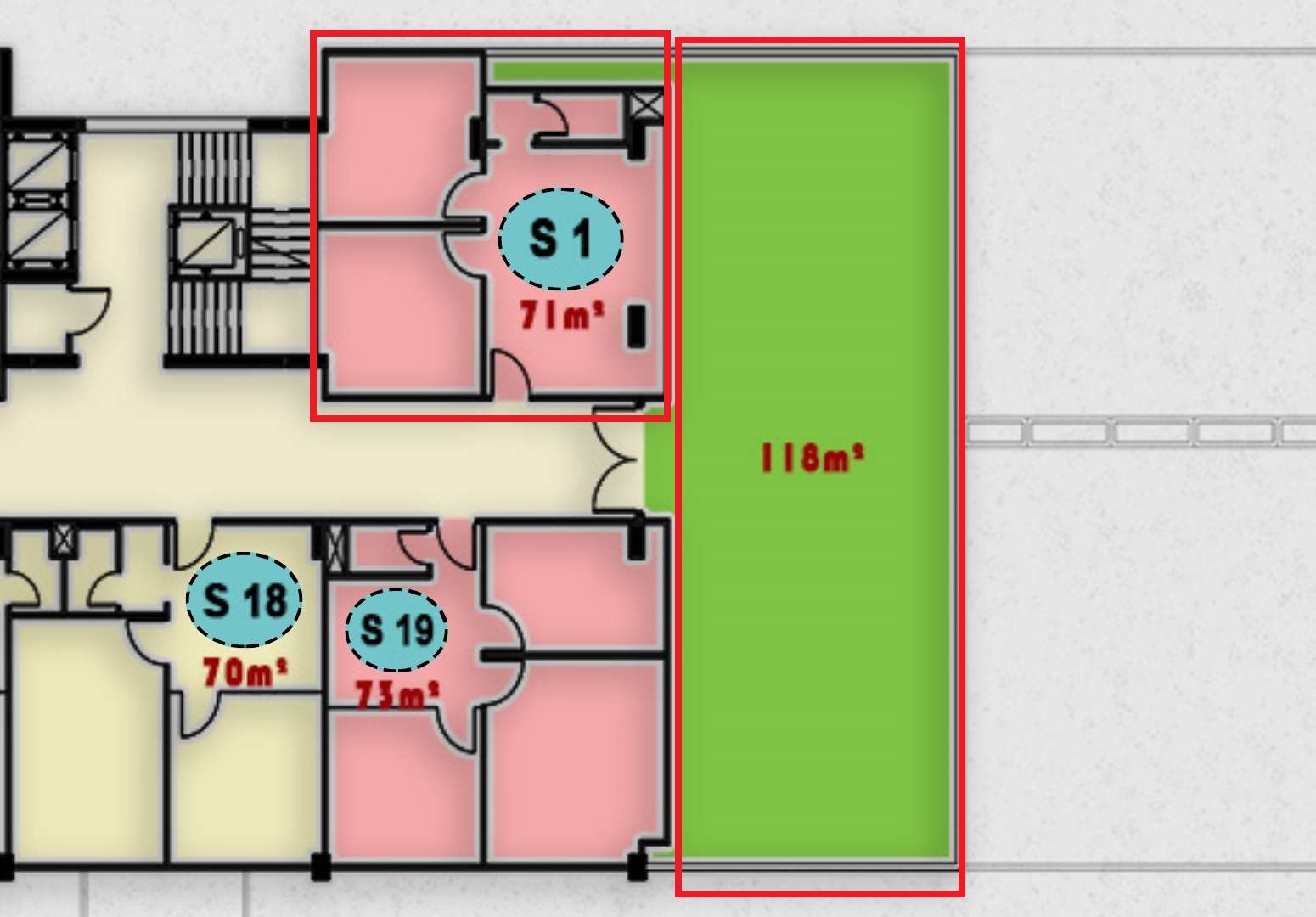 تصميم الوحدة S1 في الدور الثاني بمجمع ONE MALL مناسب لمقهى أو مطعم