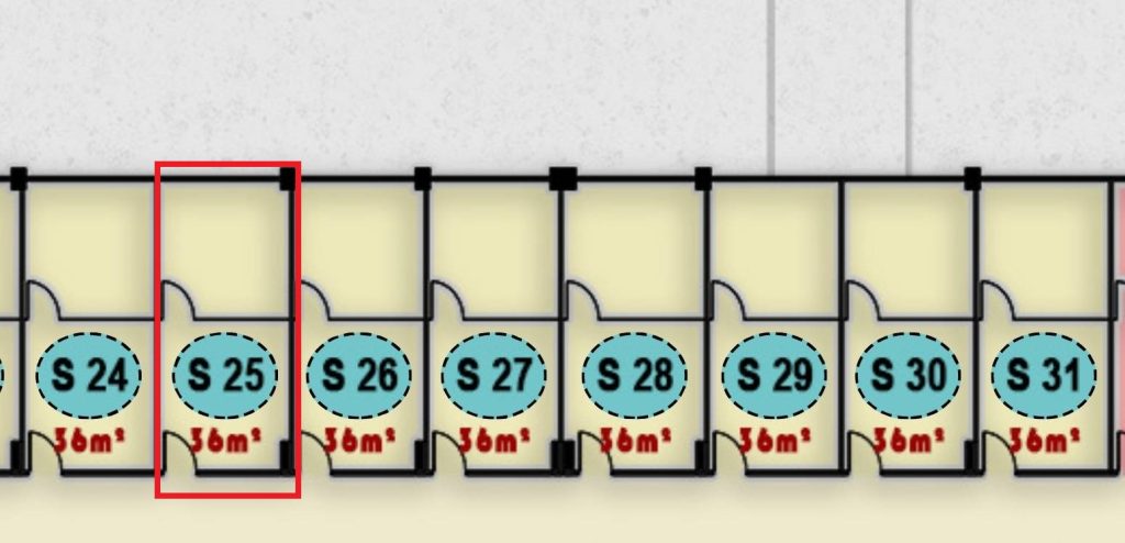 مخطط وحدة S 25 في الدور الثالث بمجمع ONE MALL، توضح التصميم والمساحة الداخلية