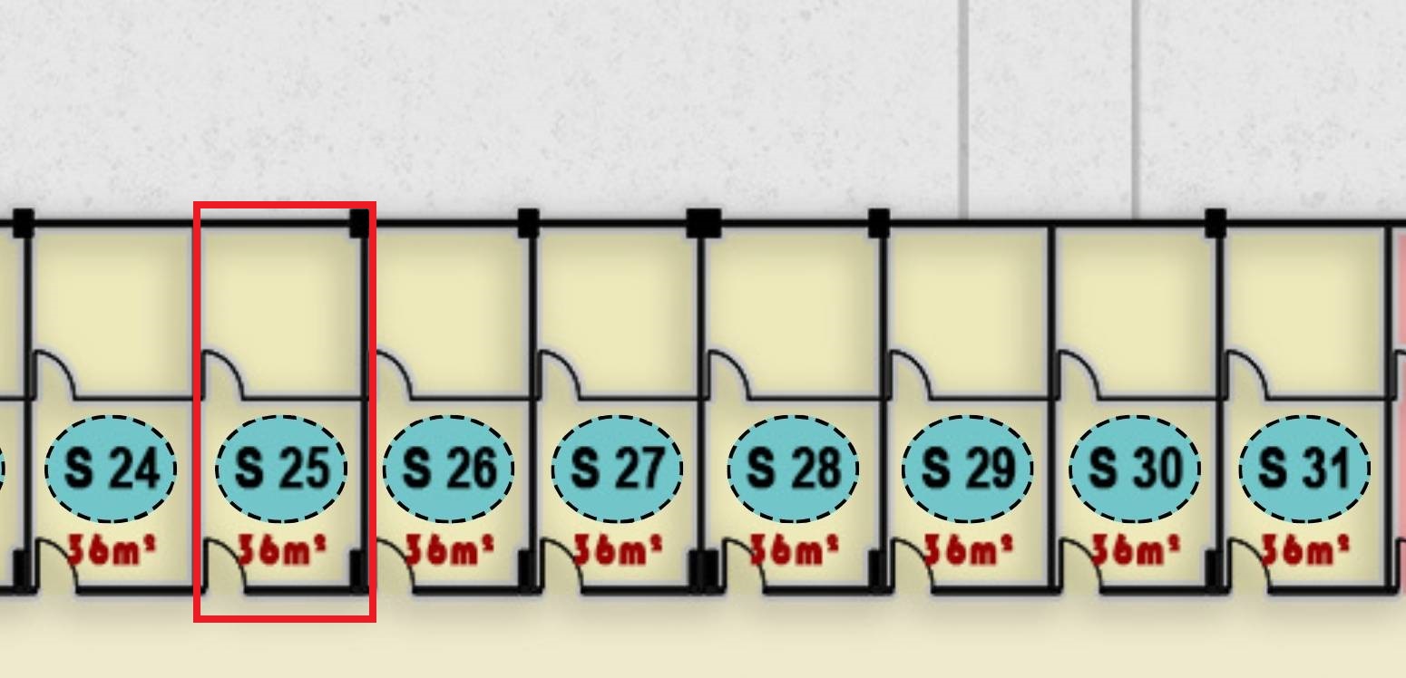 مخطط وحدة S 25 في الدور الثالث بمجمع ONE MALL، توضح التصميم والمساحة الداخلية
