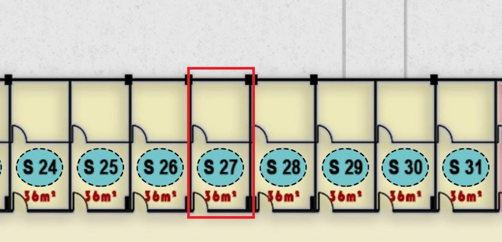 مخطط يوضح وحدة إدارية S 27 في الدور الثالث بمجمع ONE MALL