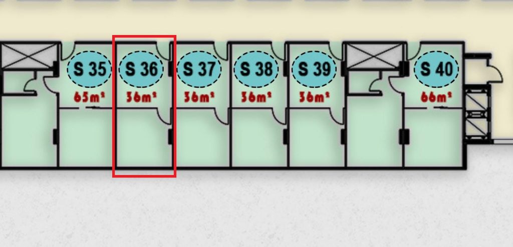 صورة توضح تصميم وحدة إداري S 36 في الدور الثالث داخل ONE MALL