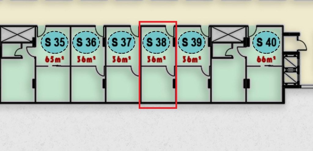 صورة توضح تصميم وحدة إداري S 38 في الدور الثالث داخل مجمع ONE MALL