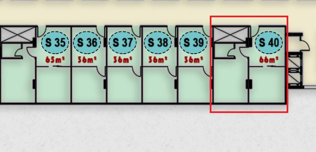 صورة توضح التصميم الداخلي لوحدة إداري S 40 في الدور الثالث داخل ONE MALL
