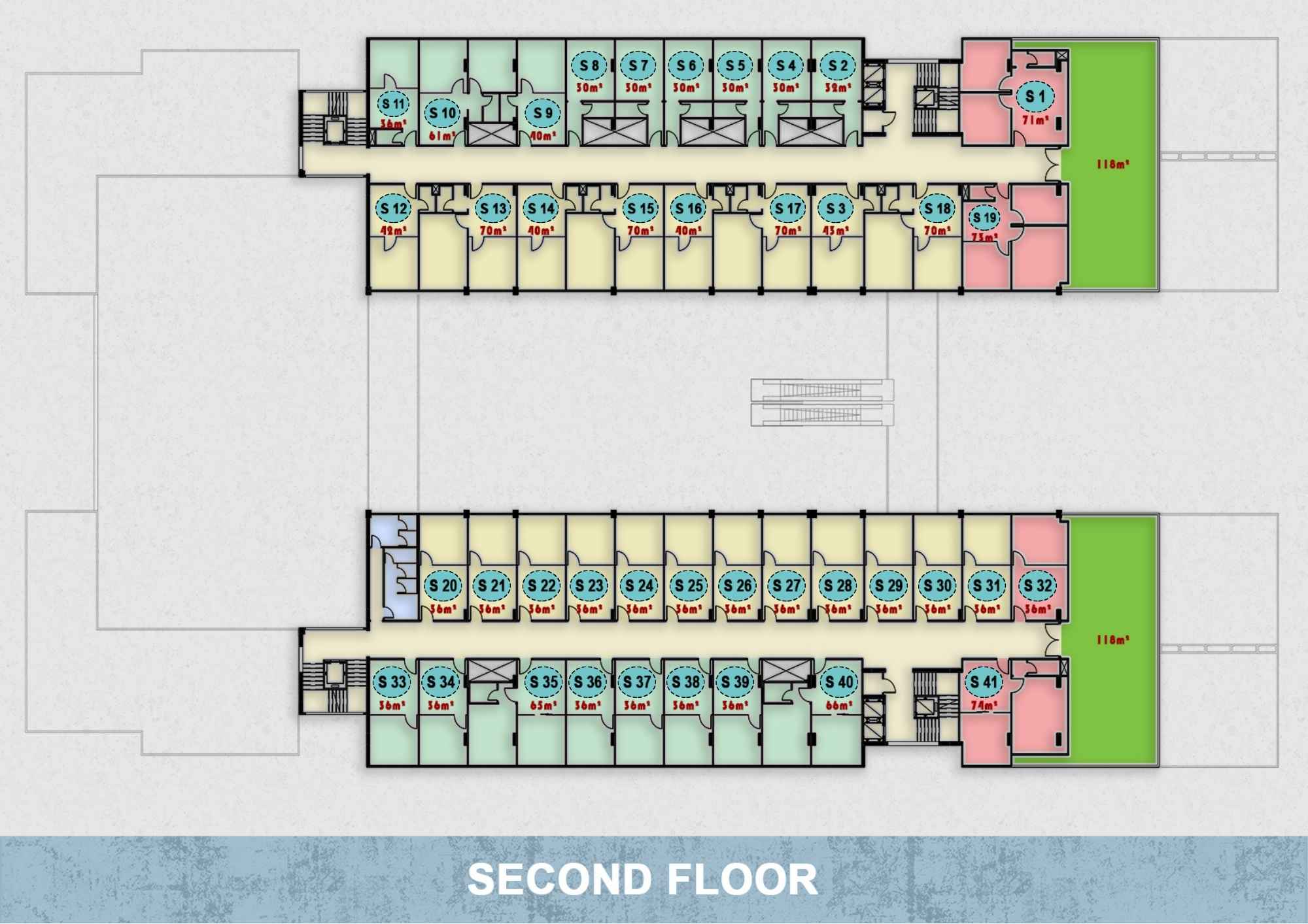 تصميم وتقسيم المجمع الطبي والوحدات الإدارية في الدور الثاني من ONE MALL - العربي للتطوير العقاري