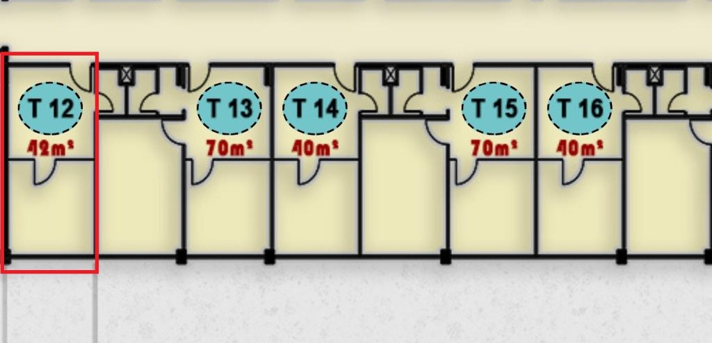مخطط وحدة T12 في الدور الثالث من مجمع ONE MALL