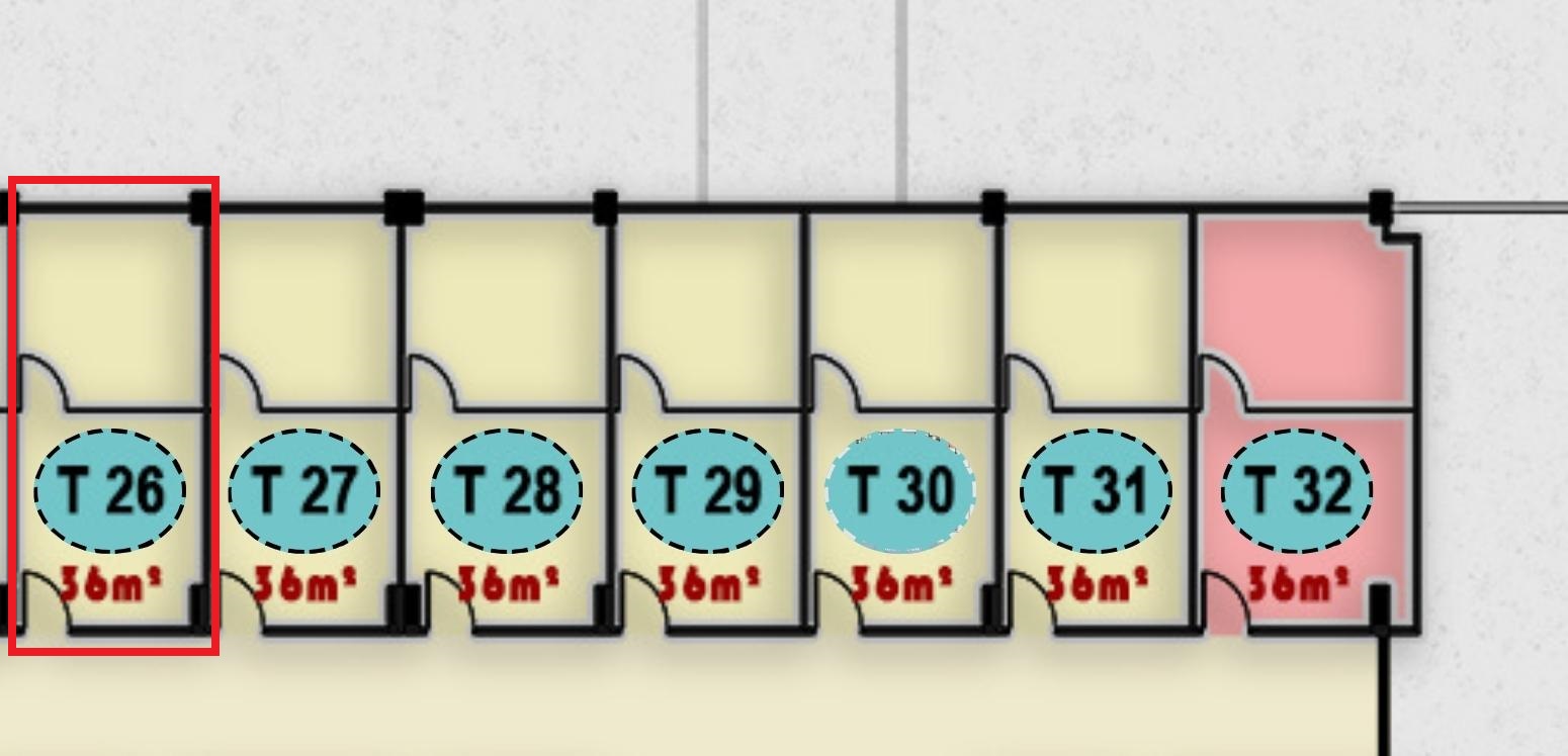 مخطط تصميم وحدة T26 في الدور الثالث بمجمع ONE MALL