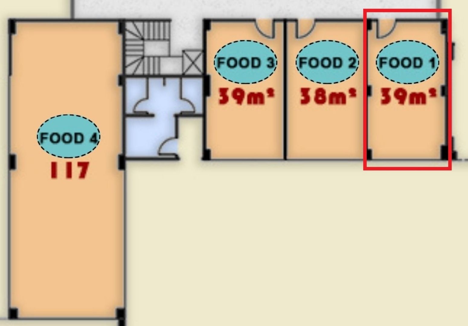 وحدة Food 1 في مجمع المطاعم - الدور الأرضي - ONE MALL