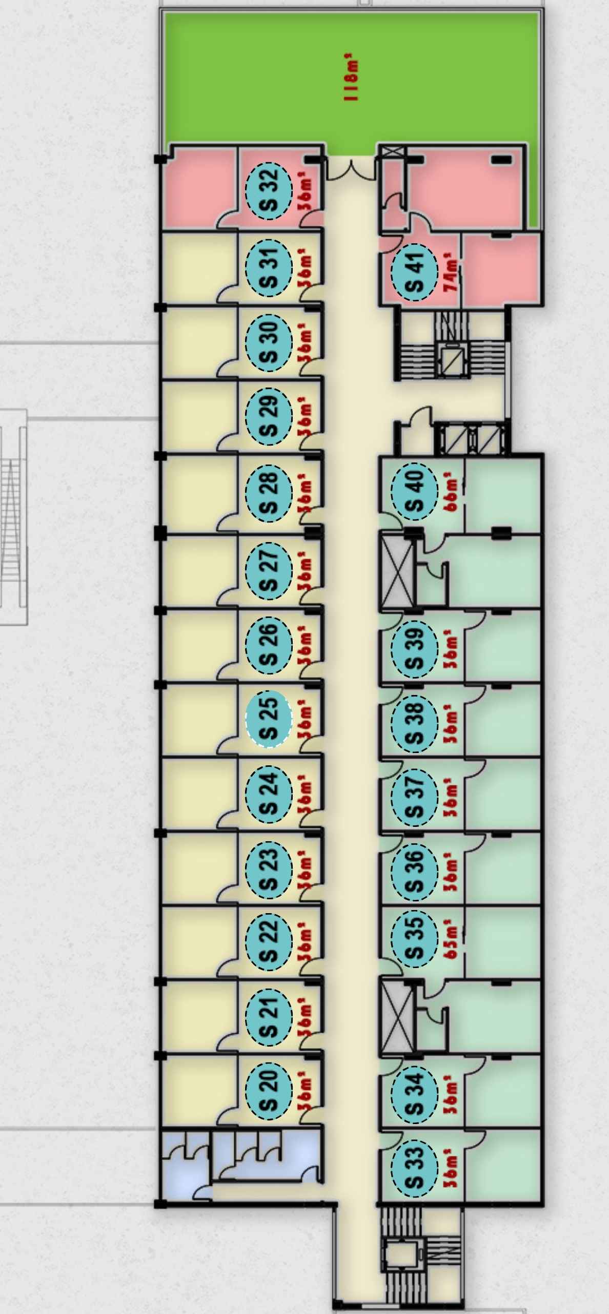 التقسيم المعماري للوحدات الإدارية بالدور الثاني