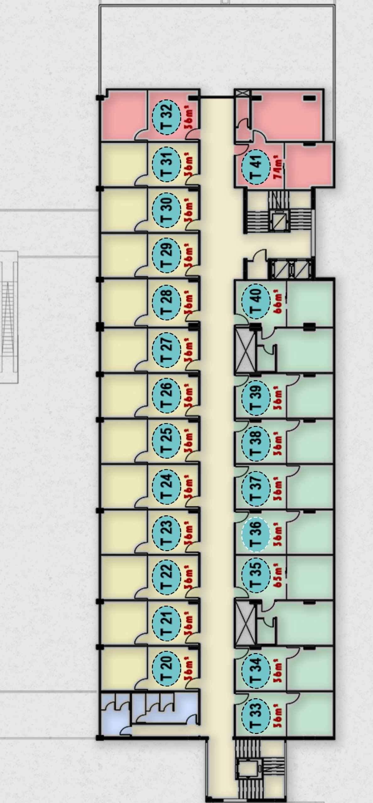 التقسيم المعماري للوحدات الإدارية بالدور الثالث
